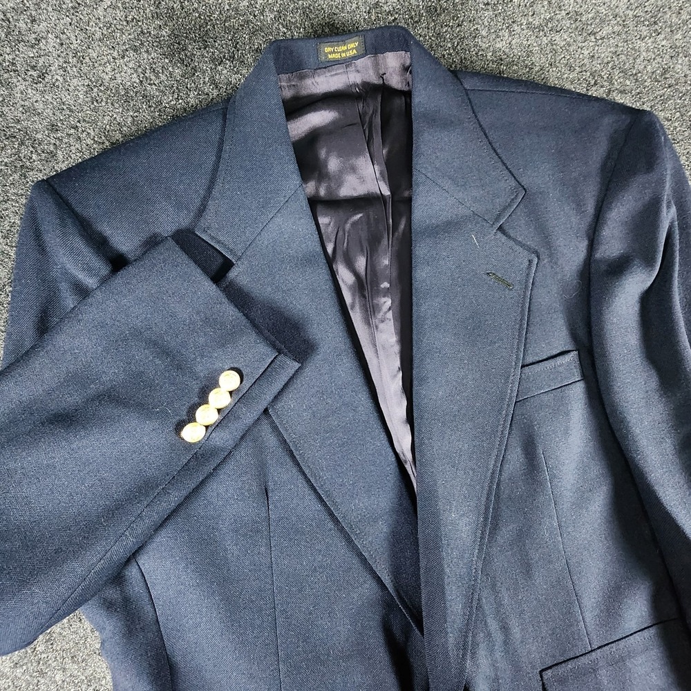 VTG Andhurst Blazer Men's 42S Sport Coat Navy Gold Button Made USA‎ Classic - Picture 2 of 15